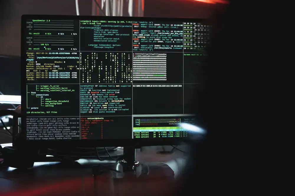 Visual programming nodes and complex code structures on multiple monitors